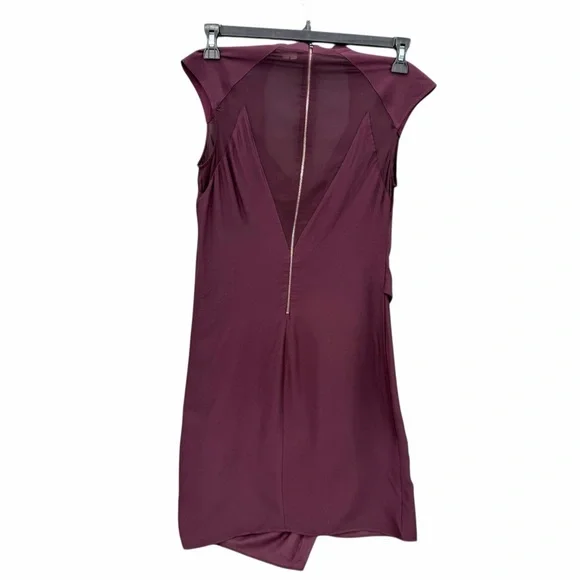 Helmut Lang Molten Drape Twist Front Dress Plum Burgundy Asymmetrical Cocktail 2 - Picture 6 of 16